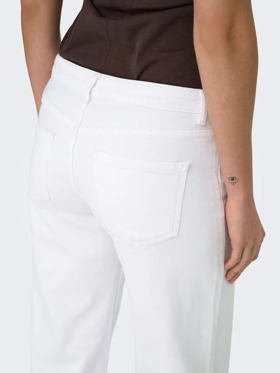 ONLY Onljudy-O vita bassa jeans wide leg bianco