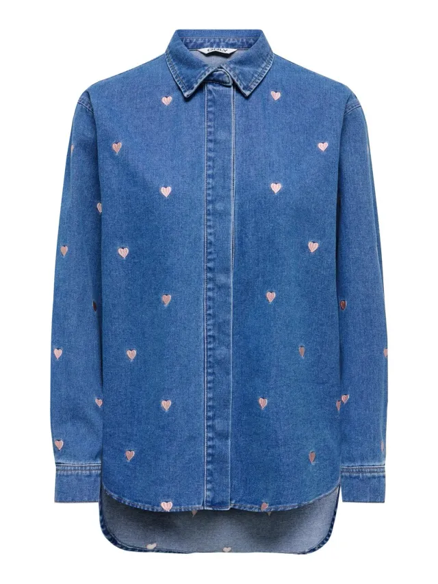 ONLY ONLVera camicia denim cuore L azzurra