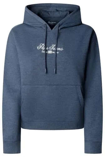 Pepe Jeans W New Flag Hoodie Felpa Donna Ricamata