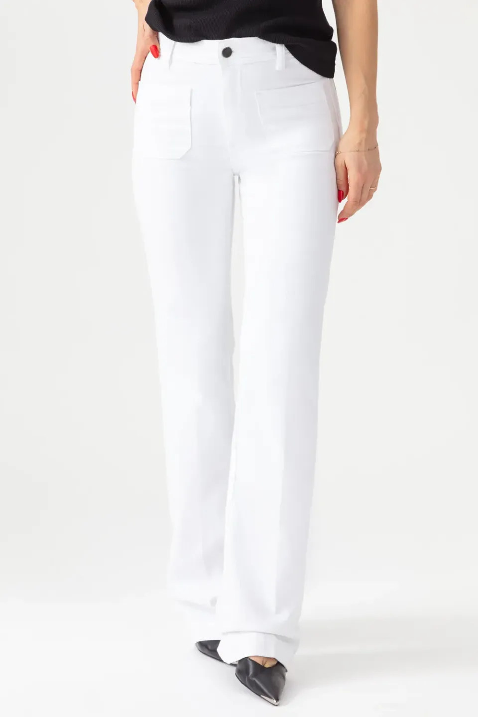 Acquaverde Charlotte pantaloni bootcut bianchi slim