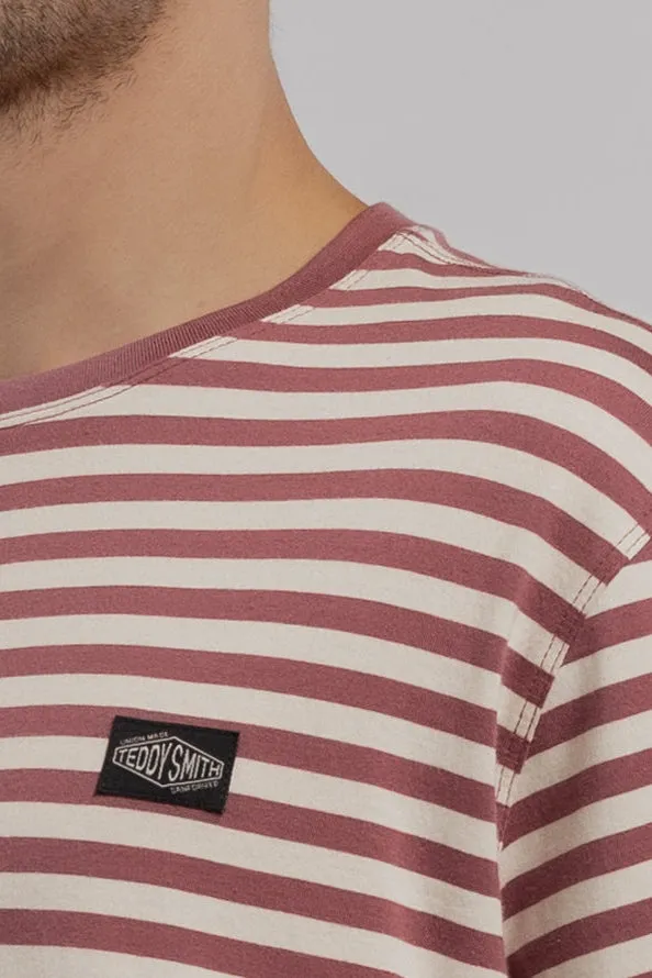 Teddy Smith T-Stry MC t-shirt righe lampone uomo