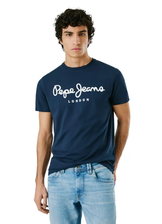 Pepe Jeans Original Stretch T-Shirt Uomo XS Blu Navy Slim