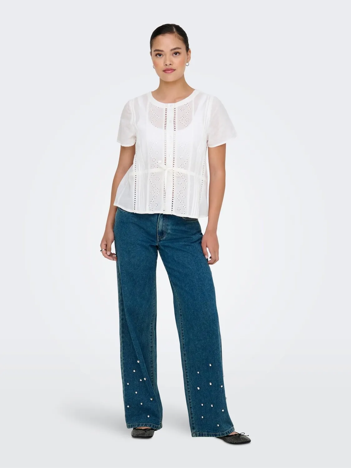 ONLY Onlsiffi top donna M in cotone ricamato