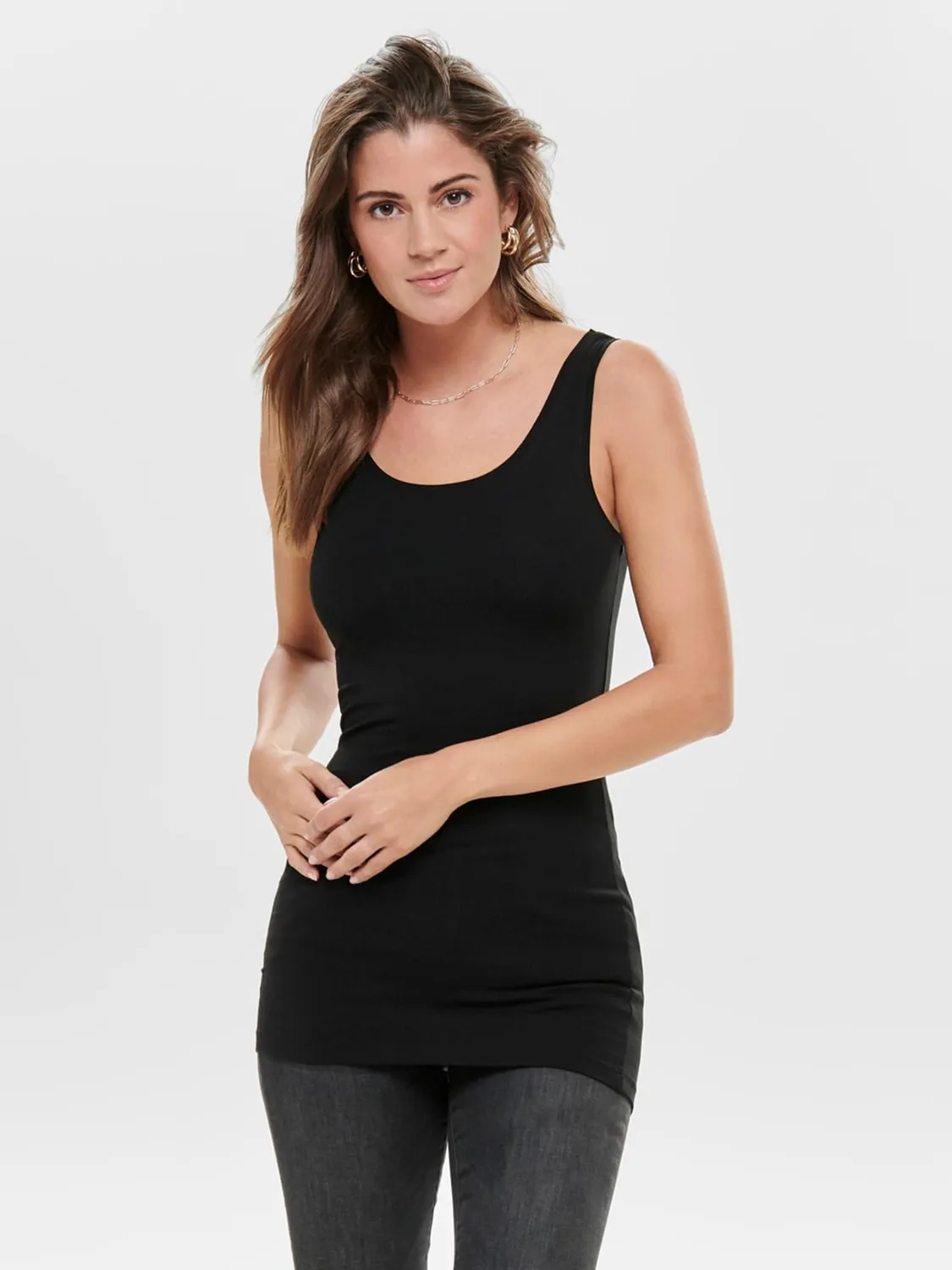 Only 15201465 canotta donna pacco 3 slim cotone nero