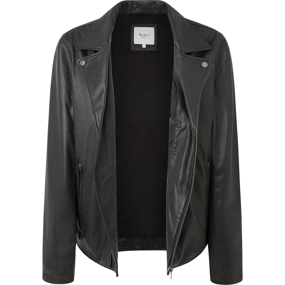 Pepe Jeans Valen Giacca Pelle Uomo M Nera Biker