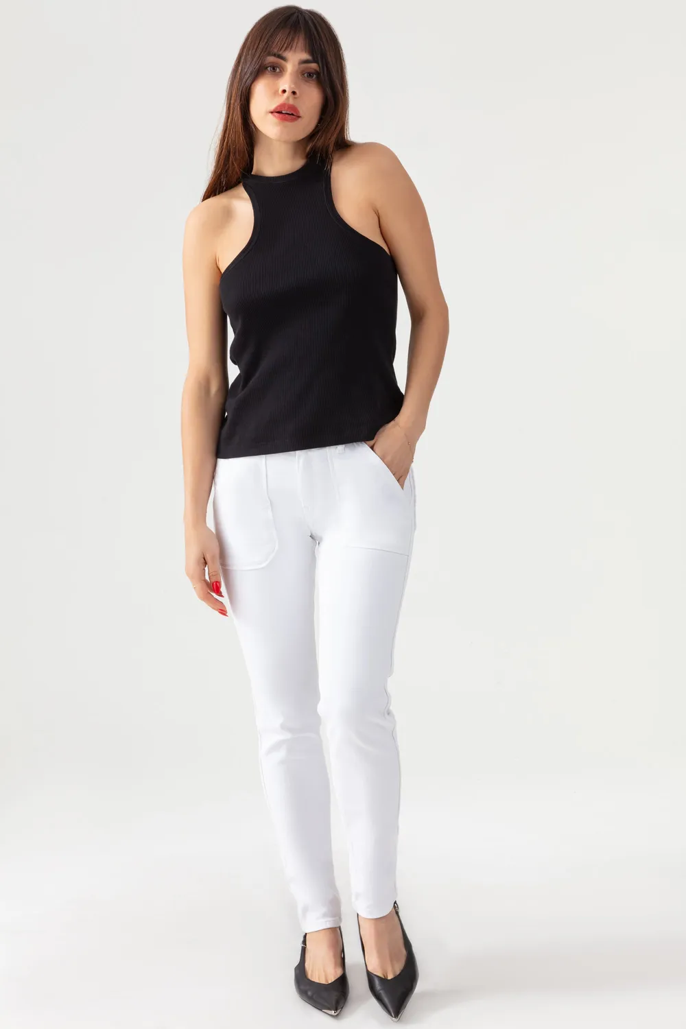 Acquaverde Pierce White pantaloni stretch caviglia