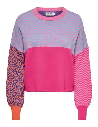 ONLY Onlhilla LS Jq Mix Box O-Neck RP Knt maglione L nero