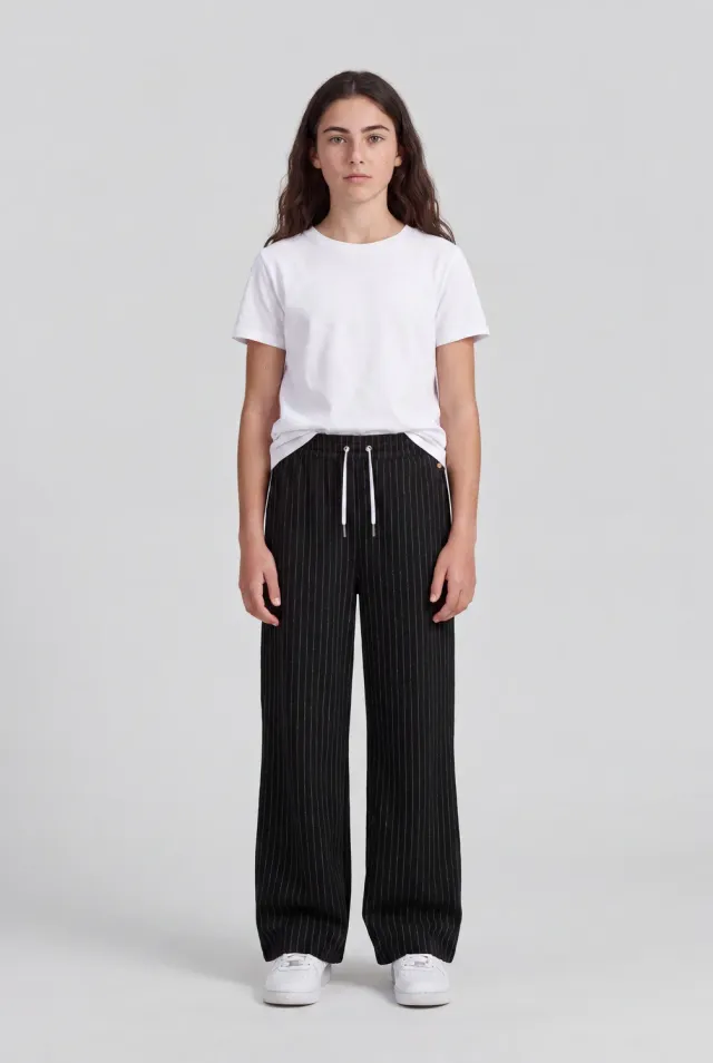 Teddy Smith P-Betty JR pantaloni bambina Melange Black gamba larga