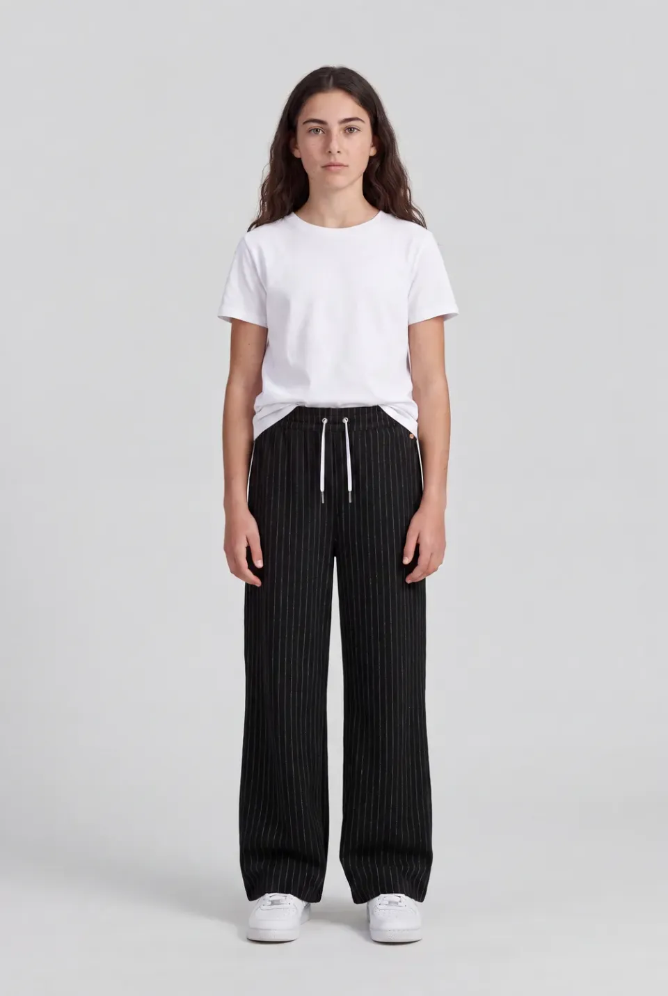 Teddy Smith P-Betty JR pantaloni bambina Melange Black gamba larga