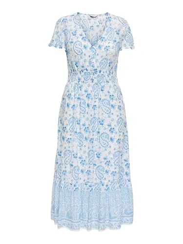 ONLY Onlmarianne Life abito midi S scollo V Cloud Dancer