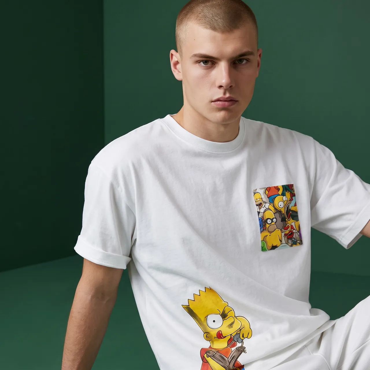 Never Say Never Bart t-shirt dipinta tessuto Simpson