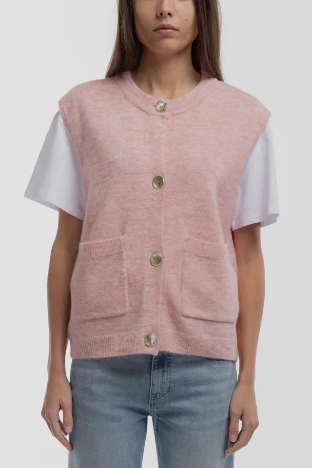 Teddy Smith G-Hazel Gilet Donna Rosa Antico Chiné
