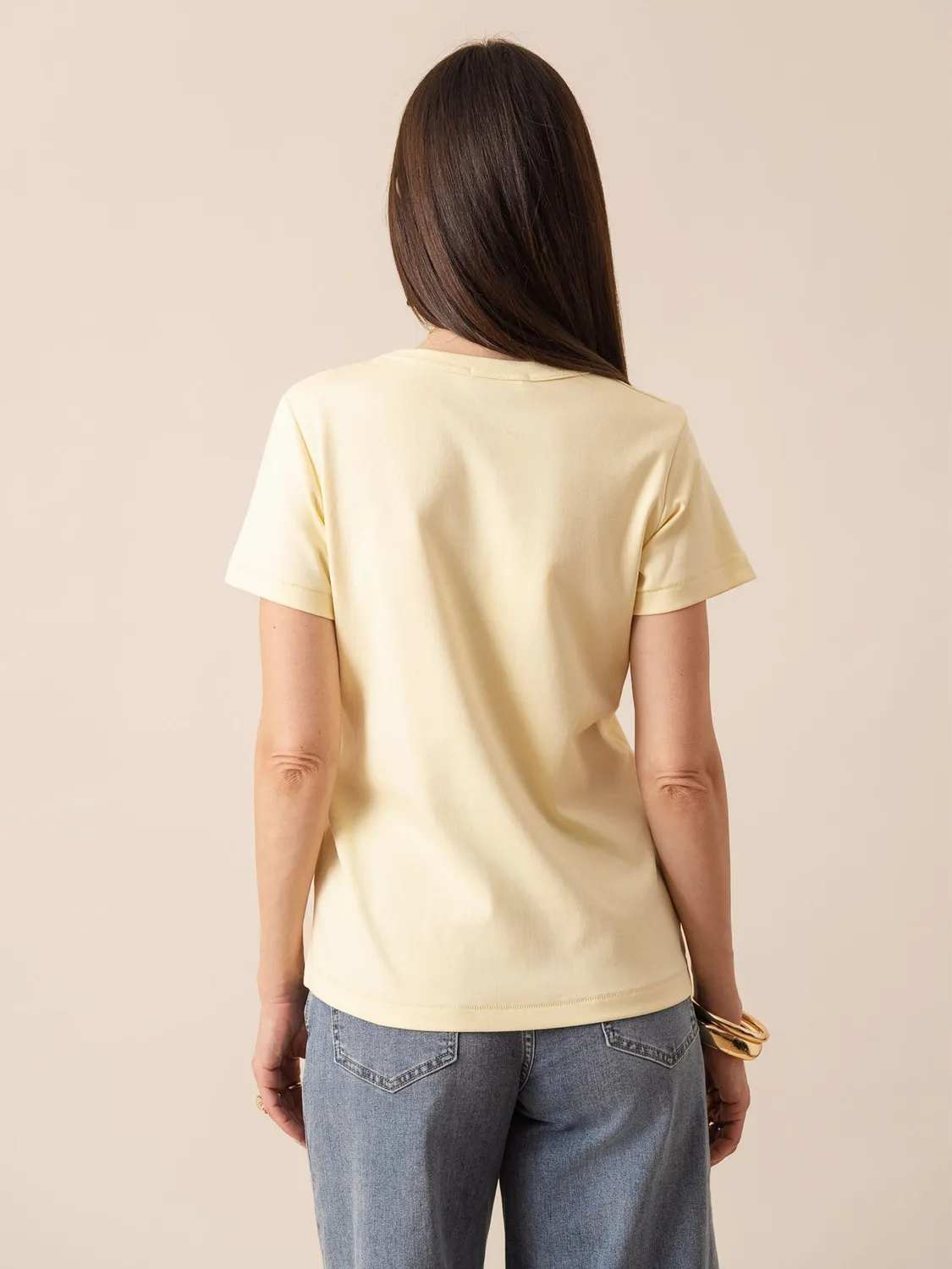 Oraije Oni t-shirt cotone giallo pallido
