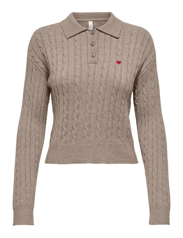 ONLY Onlkatia polo maglia trecce donna nera