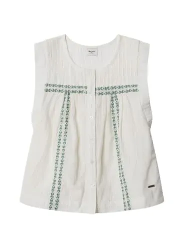 Pepe Jeans Hetty Blusa Bambina 10 Anni Bianco Ricamata