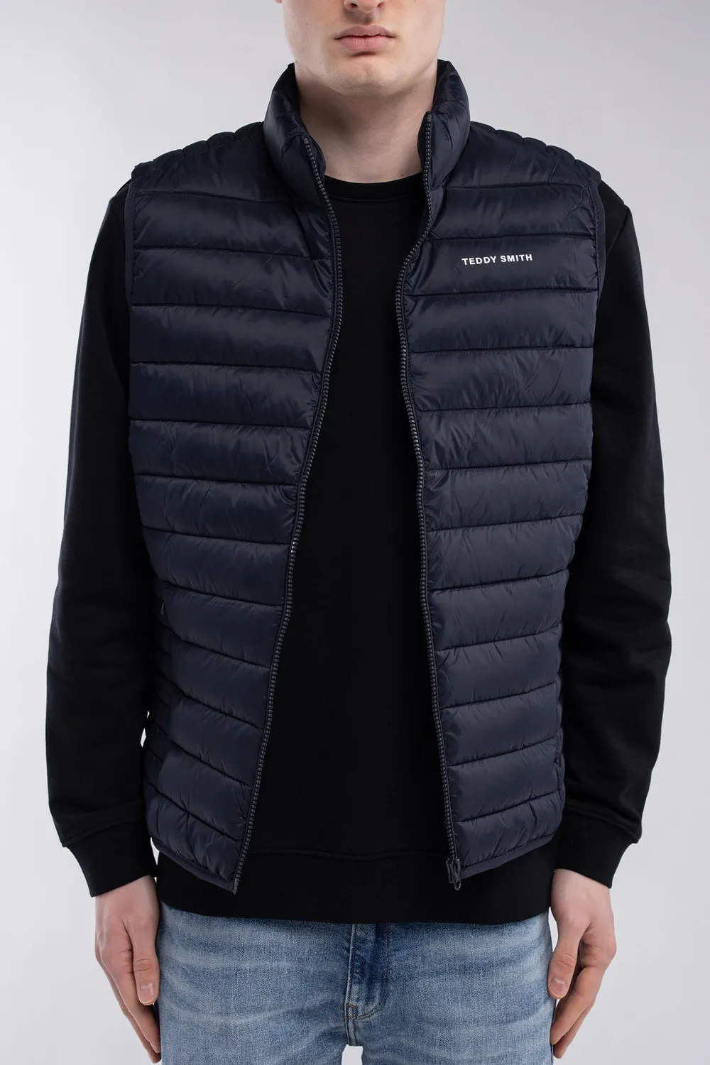 Teddy Smith B-Terry gilet blu navy trapuntato leggero