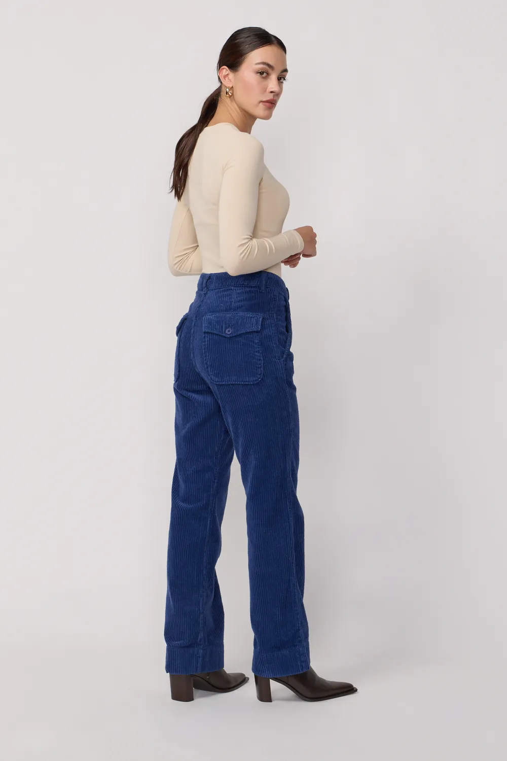 acquaverde Paltrow Long pantaloni velluto poseidon