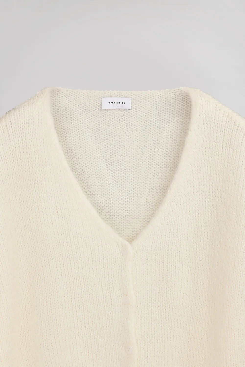 Teddy Smith G-Mela Gilet donna bianco alpaca bottoni perla