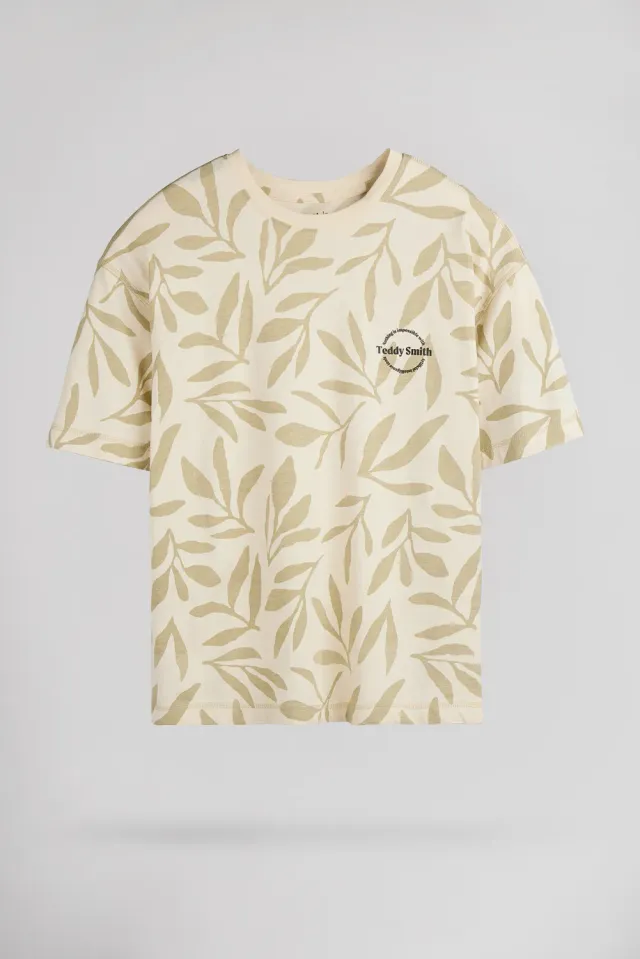 Teddy Smith T-Aresk MC JR t-shirt floreale crema ragazzo