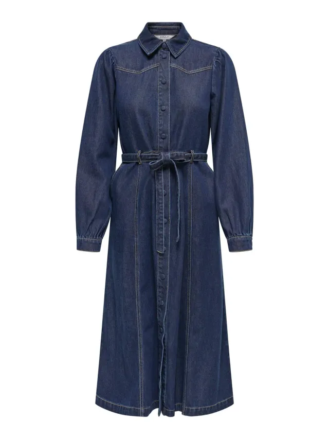 ONLY Onljulie vestito midi donna M denim blu scuro