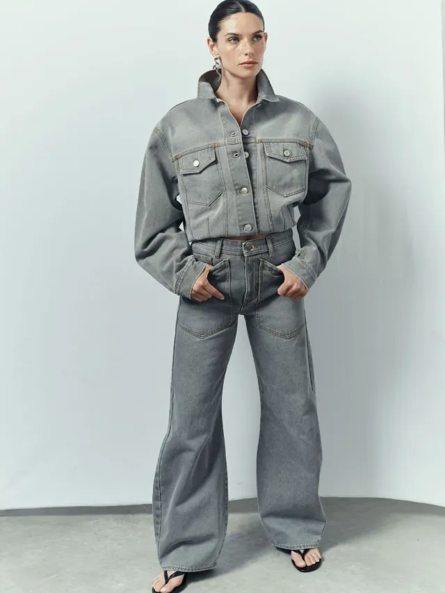acquaverde Kendra jeans barrel used grey 13 oz