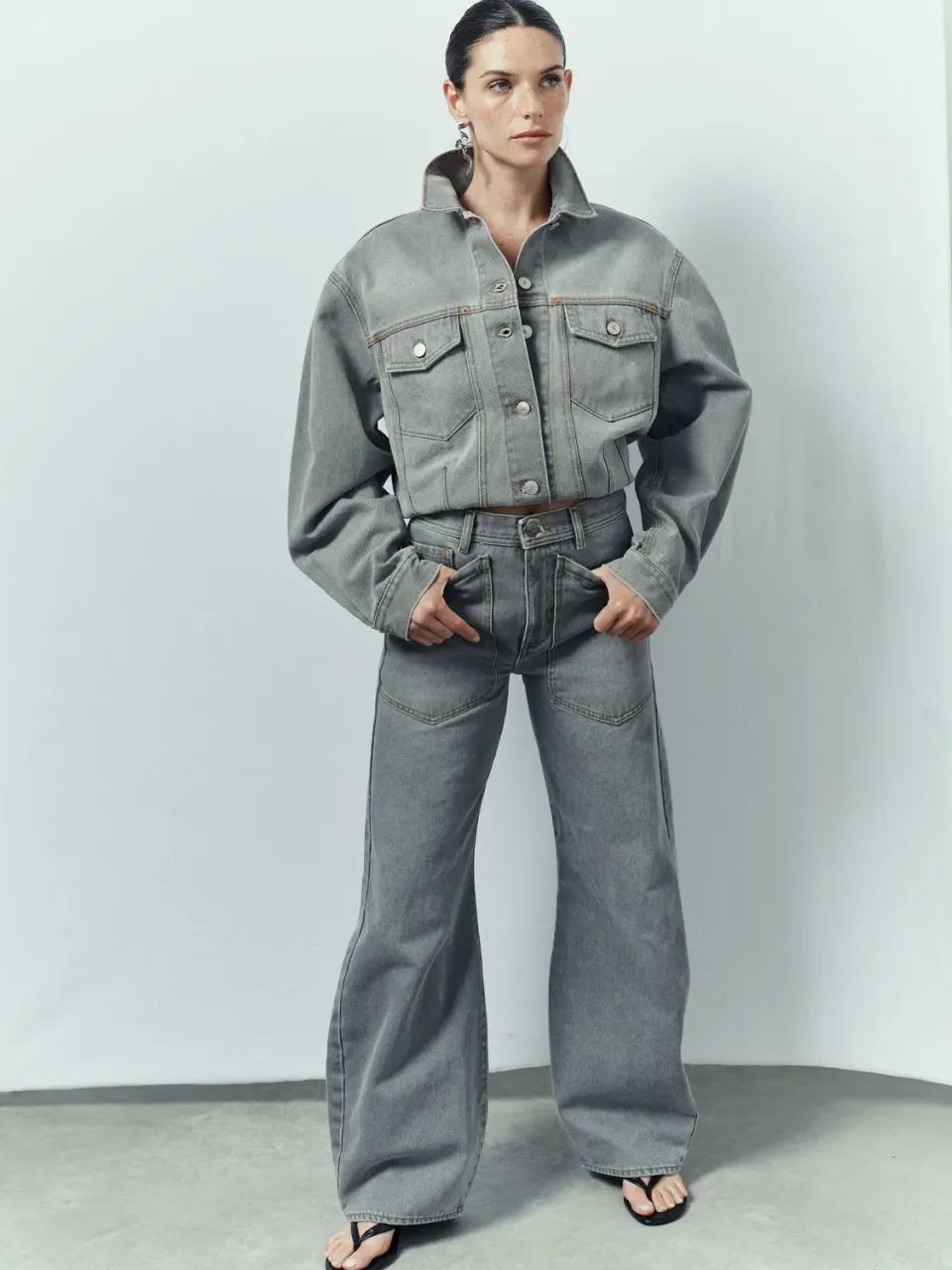 acquaverde Kendra jeans barrel used grey 13 oz