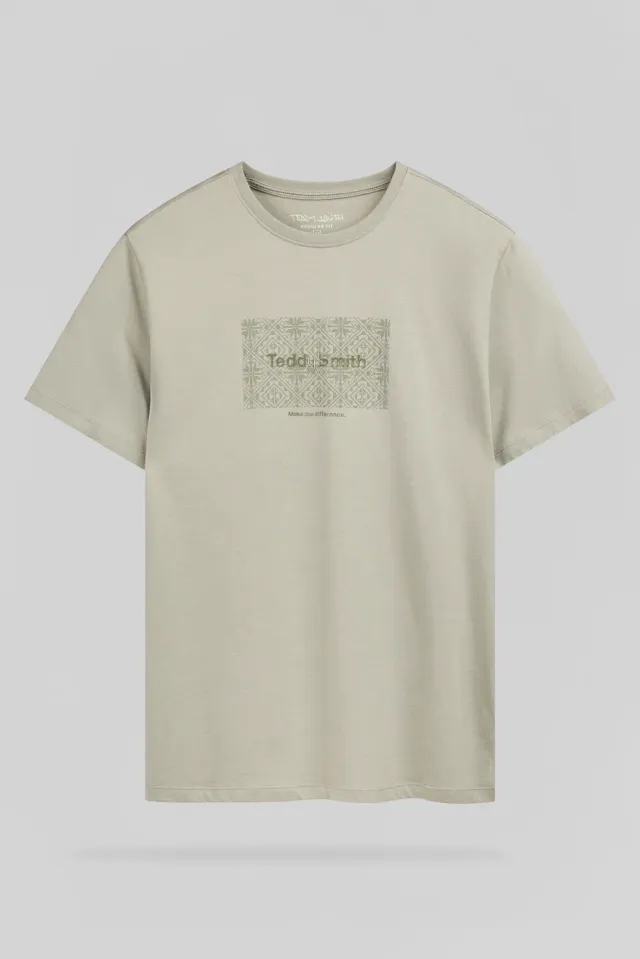Teddy Smith T-Ares MC T-Shirt Uomo Kaki Cotone Regular