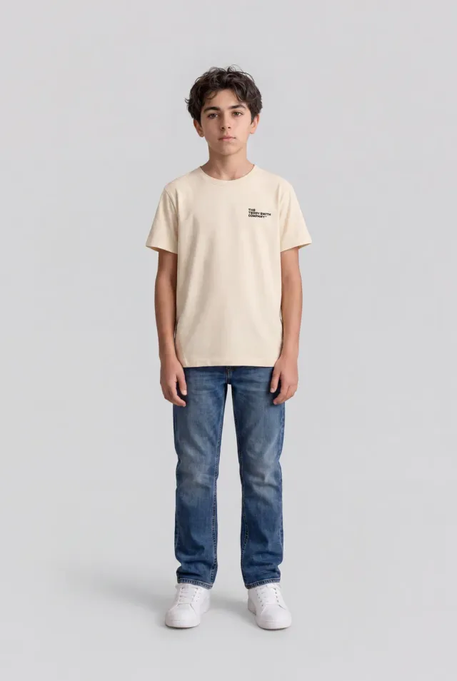 Teddy Smith T-Company T-Shirt Crema Bambino Attillata