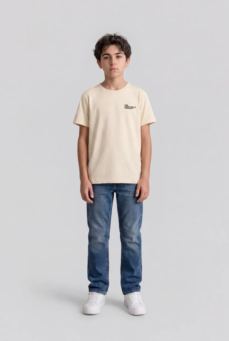 Teddy Smith T-Company T-Shirt Crema Bambino Attillata