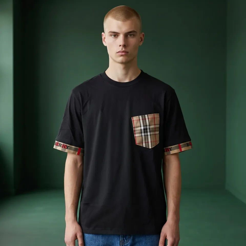 Never Say Never T-shirt Remake Roll nera tessuto check