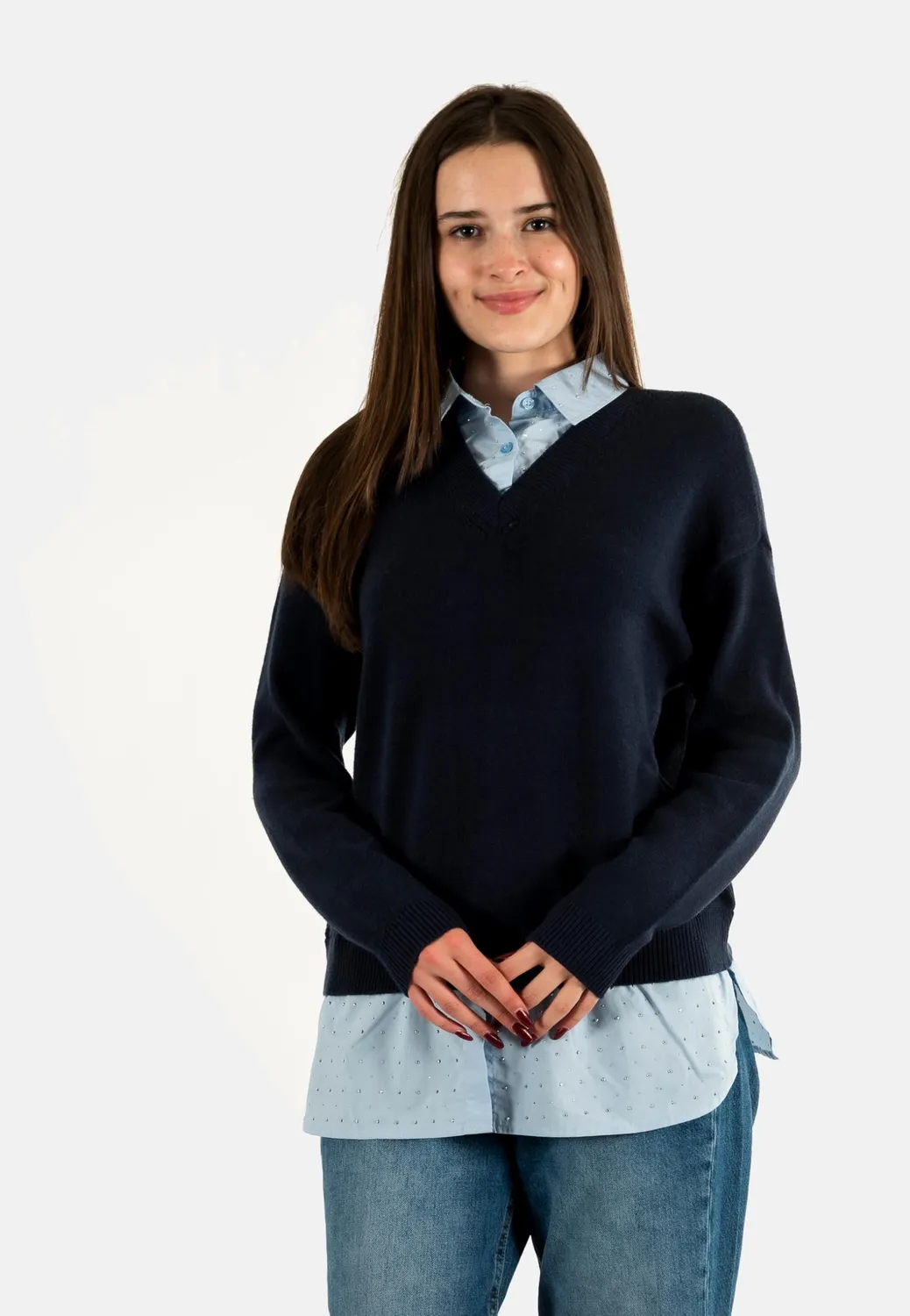 ONLY Onldagmar maglia donna colletto maglieria Cabernet