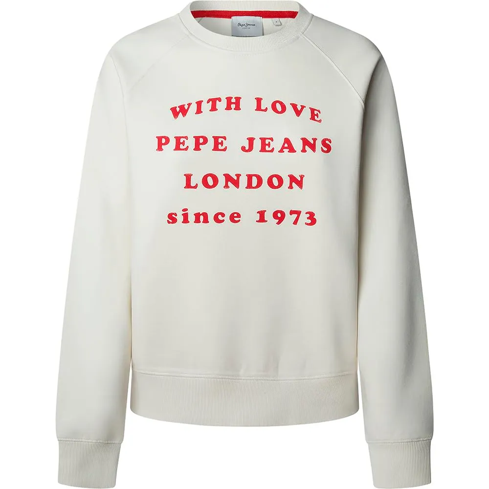 Pepe Jeans Bel Felpa Donna Beige Girocollo Logo