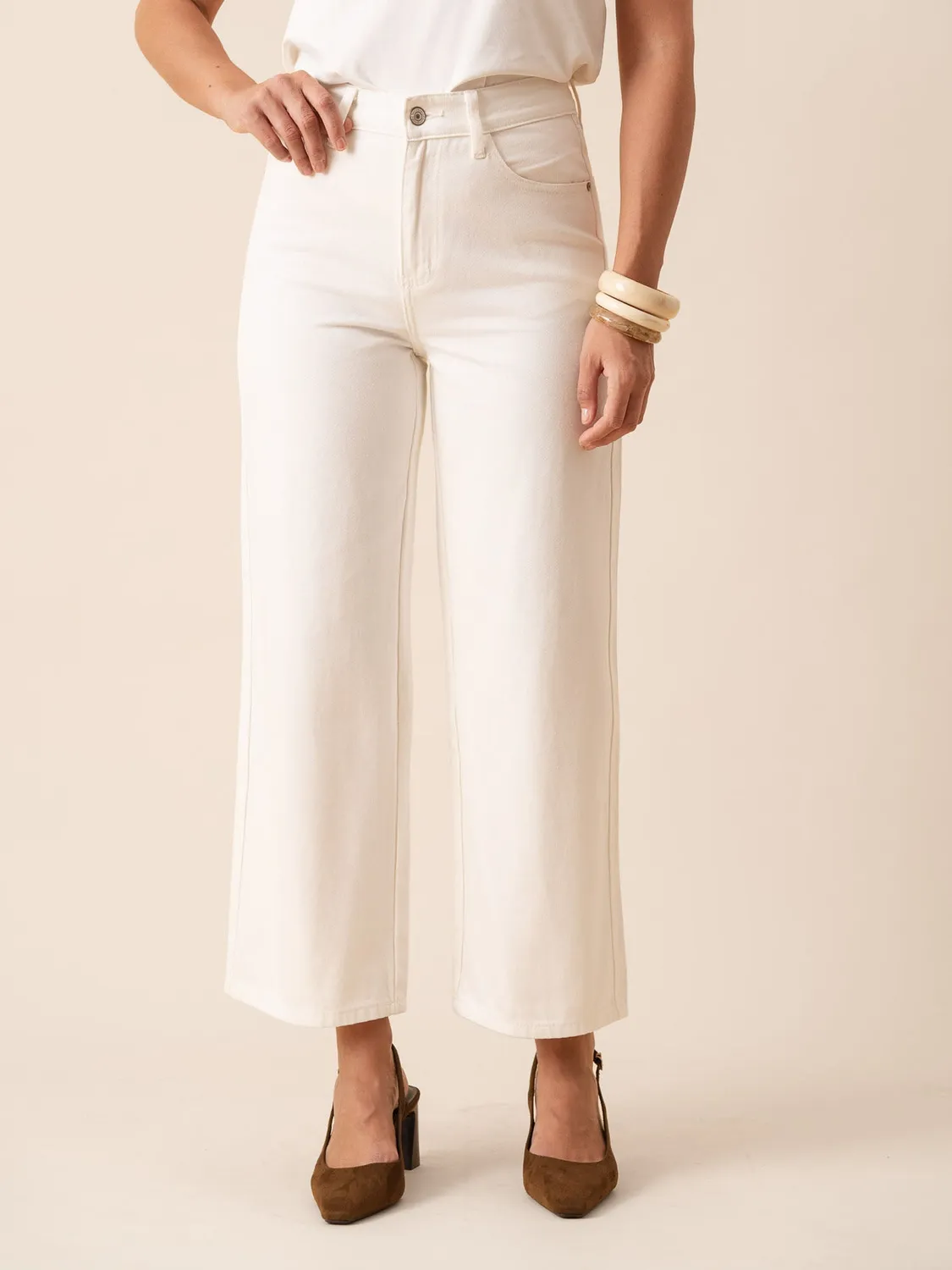 Oraije Colombe Jeans Wide Donna Bianchi Cinturati