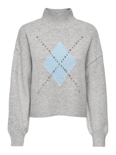 ONLY Onlwakefield Pullover Donna S Grigio Girocollo