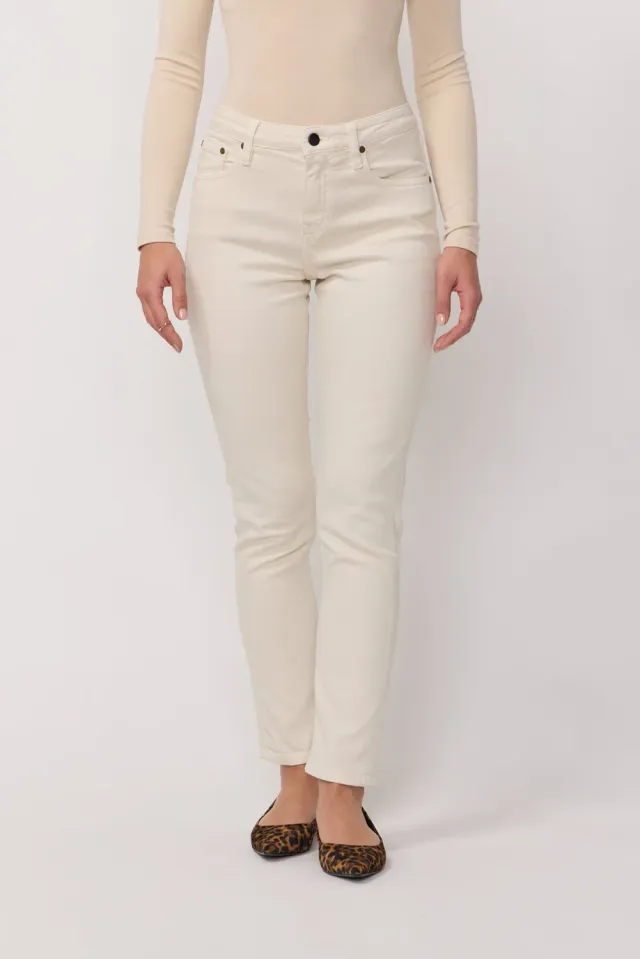 acquaverde Crystal Cream jeans slim vita media