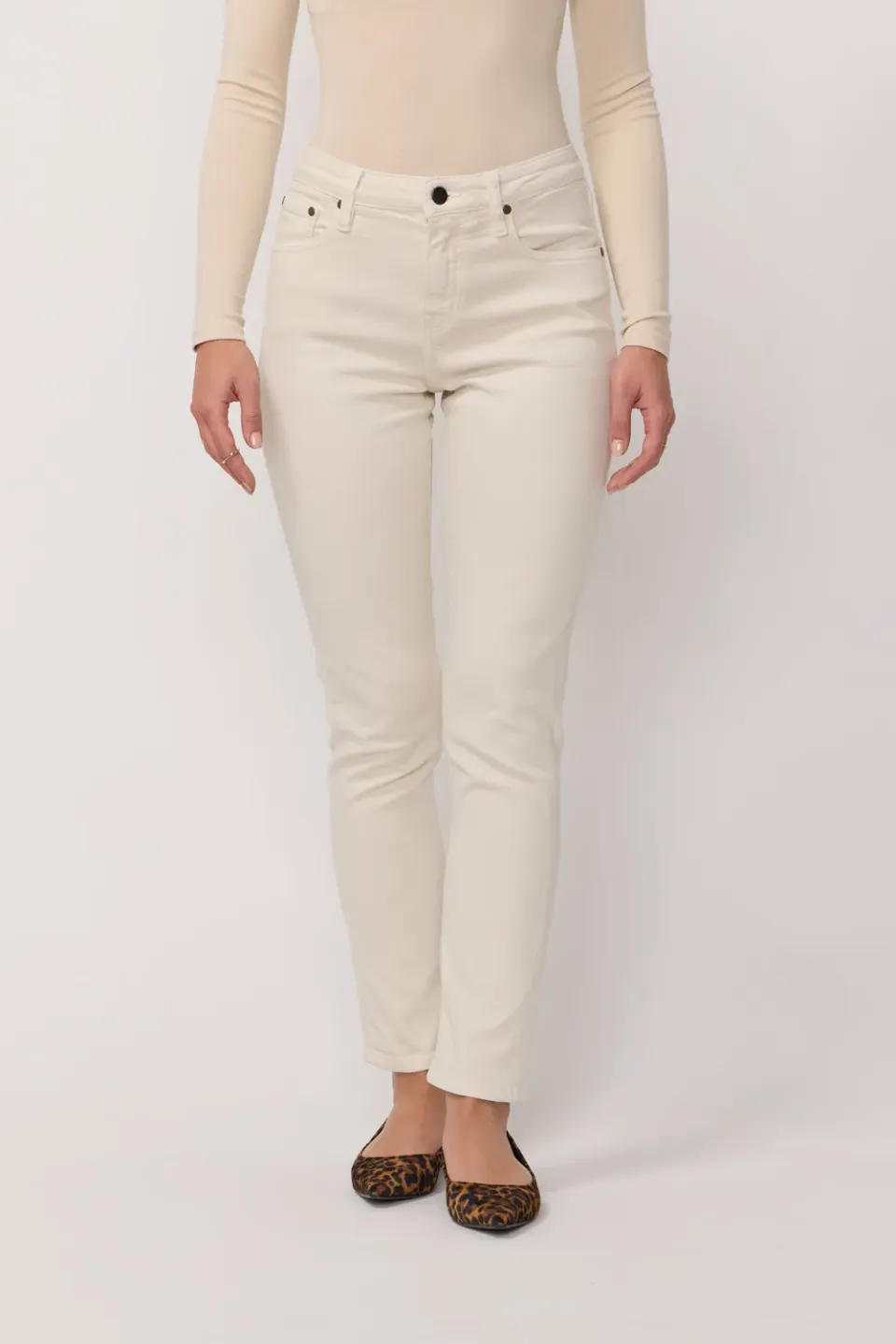acquaverde Crystal Cream jeans slim vita media