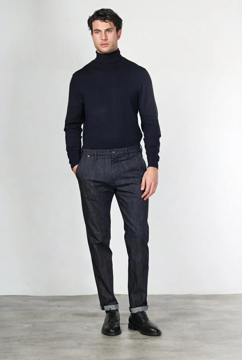 Mason's Osaka pantalone chino uomo blu navy carrot fit