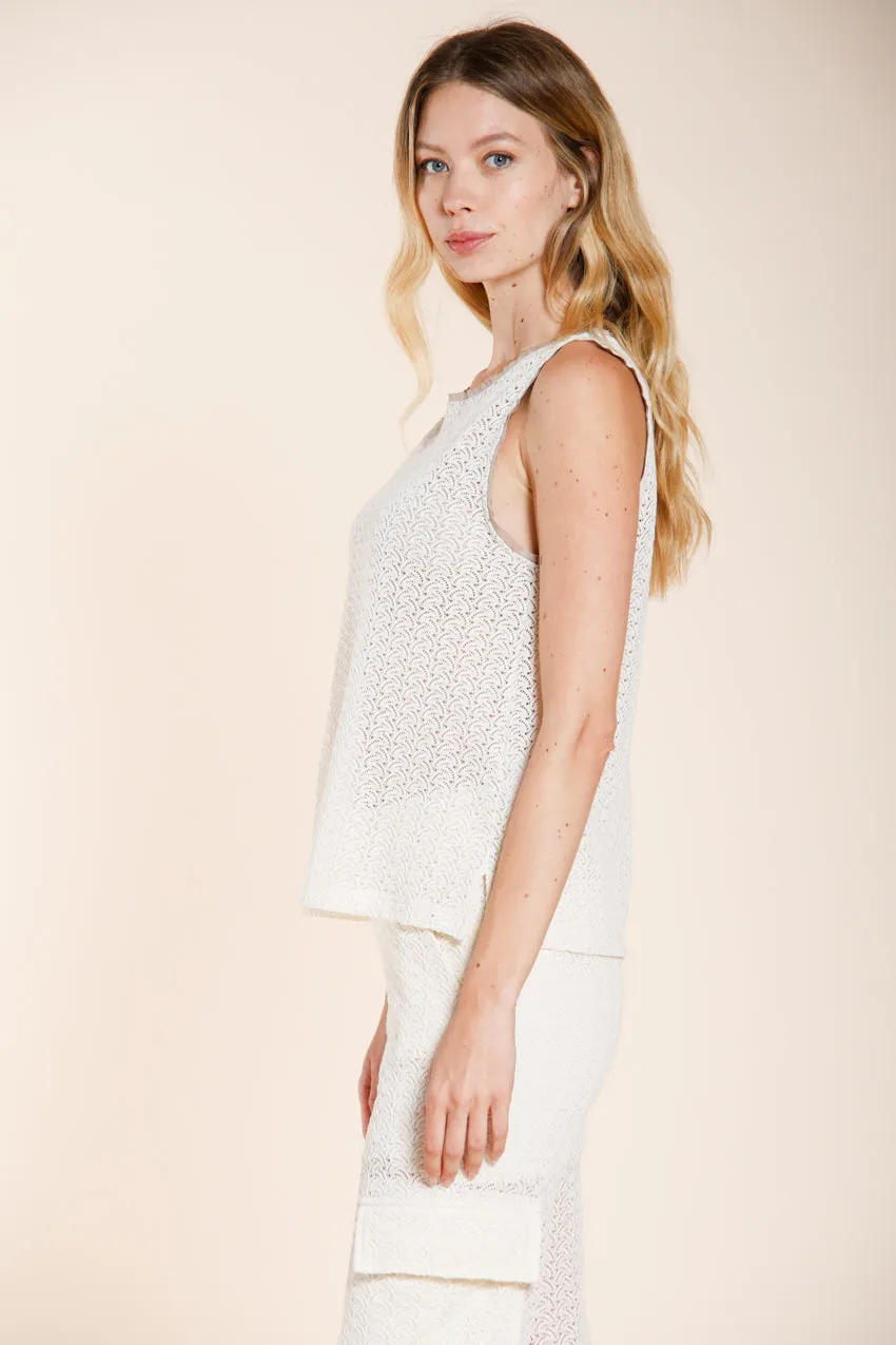 Mason's Karina camicia smanicata panna crochet