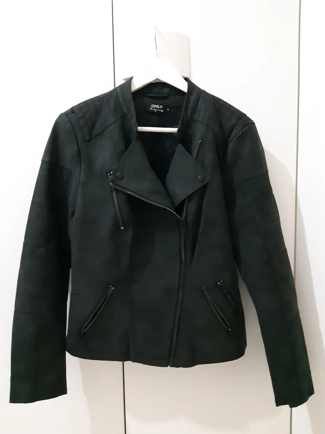 Only Ava Biker giacca donna similpelle nera cerniera