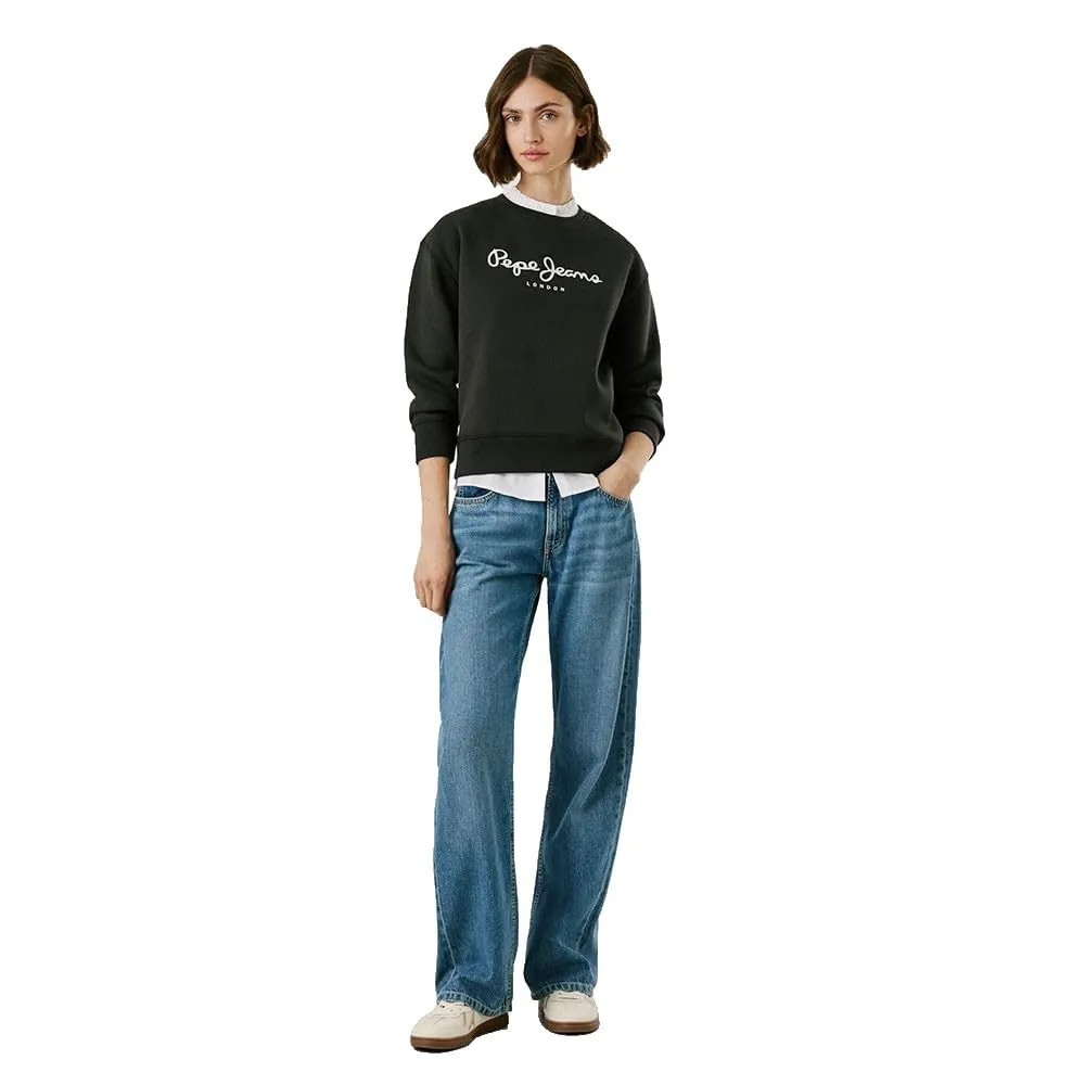Pepe Jeans Baddy Felpa Donna Girocollo Logo Bianco Sporco