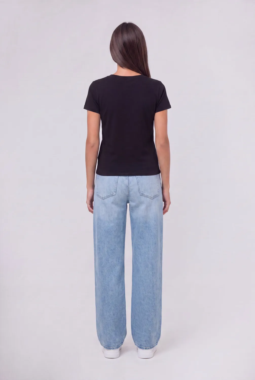 Teddy Smith T-Mia MC t-shirt donna nero scollo V modal