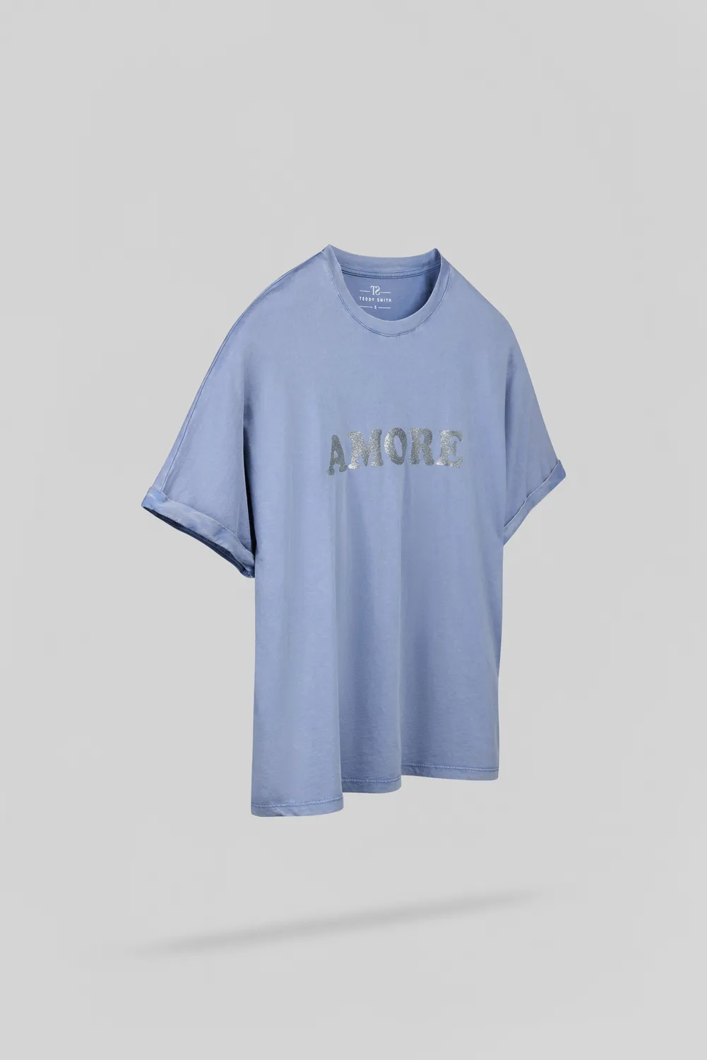 Teddy Smith T-Glitter MC t-shirt blu nuvoloso donna
