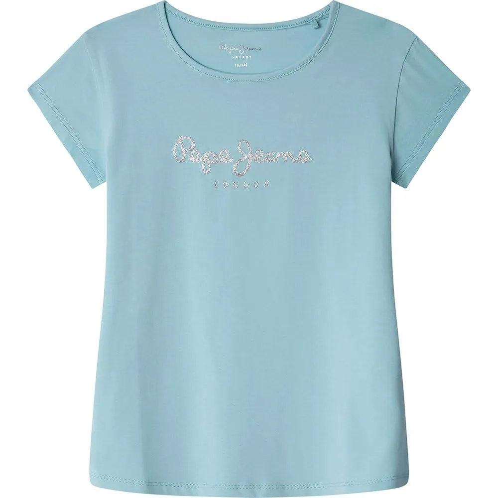 Pepe Jeans Hana Glitter T-Shirt Bambina Ecru Scuro