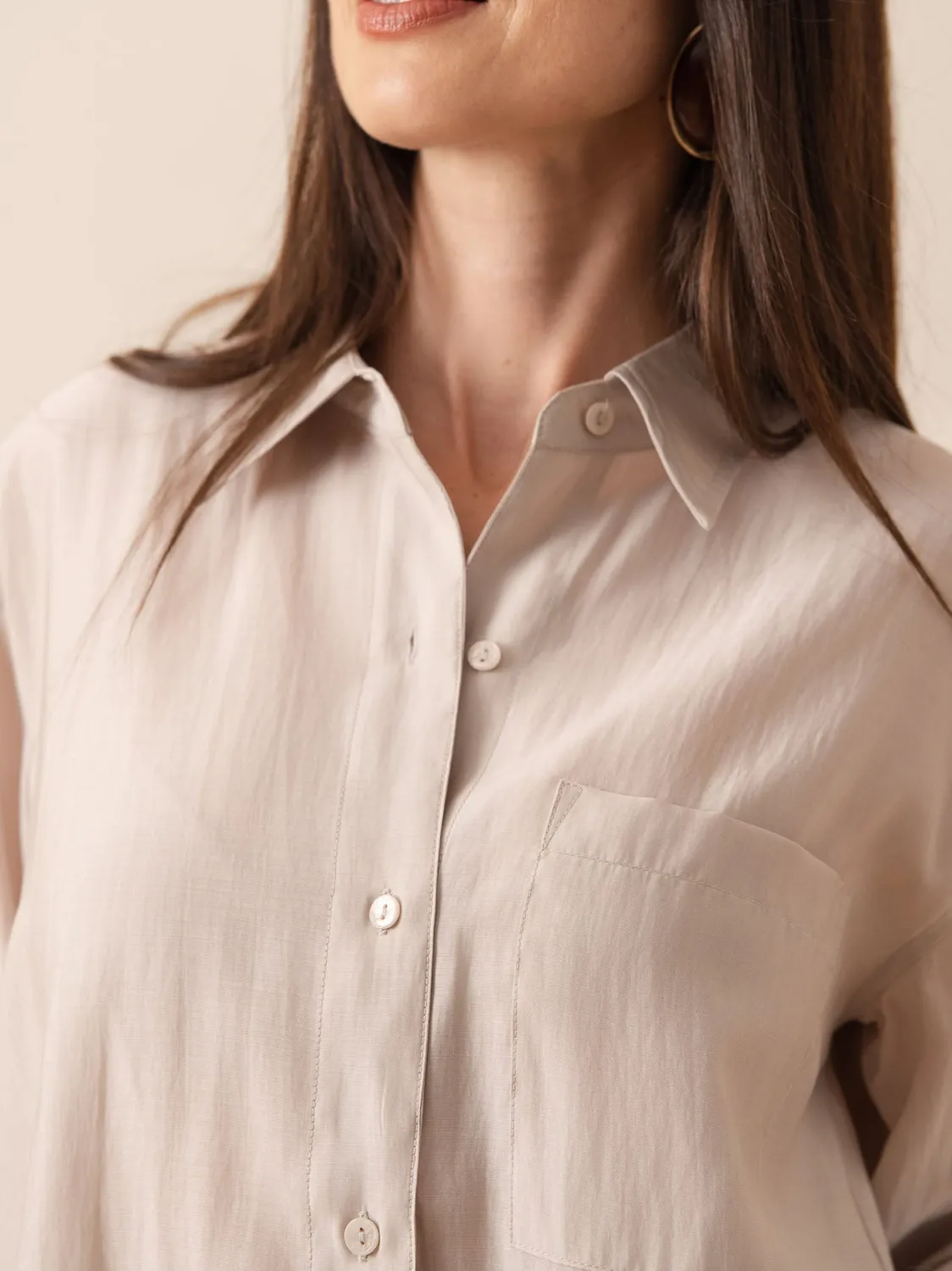 Oraije Orelis camicia beige oversize cotone