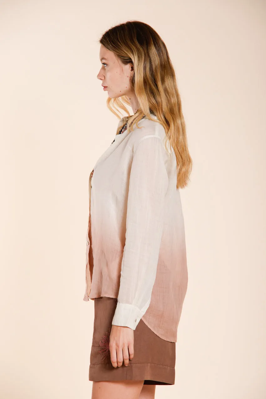Mason's Delhi camicia donna rosa manica lunga ramie