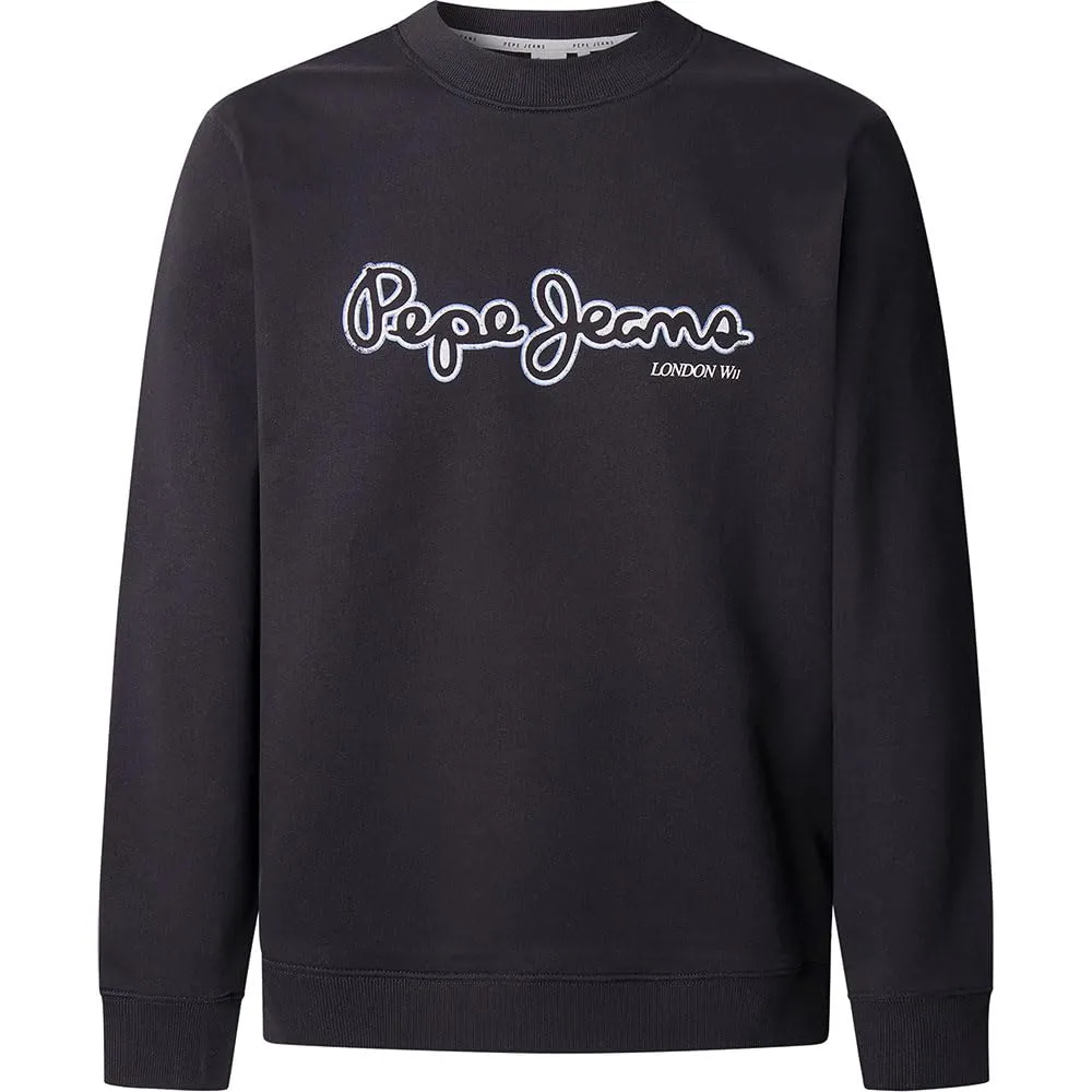 Pepe Jeans Dorian Felpa Uomo Nero Cotone Spazzolato