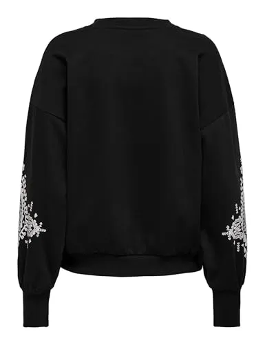 ONLY Onlbrooke L/S O-Neck Flower Swt Noos felpa nera XL