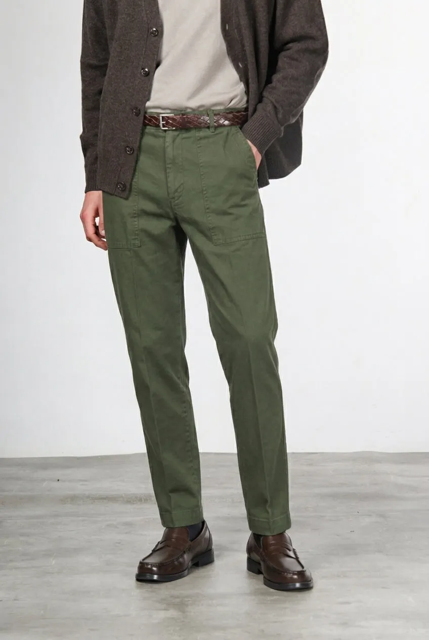 Mason's Prescott Chino Uomo Verde Scuro Relaxed Gabardina