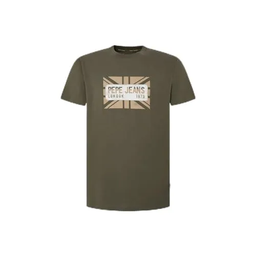 Pepe Jeans Credick T-Shirt Uomo Cotone Logo Bandiera