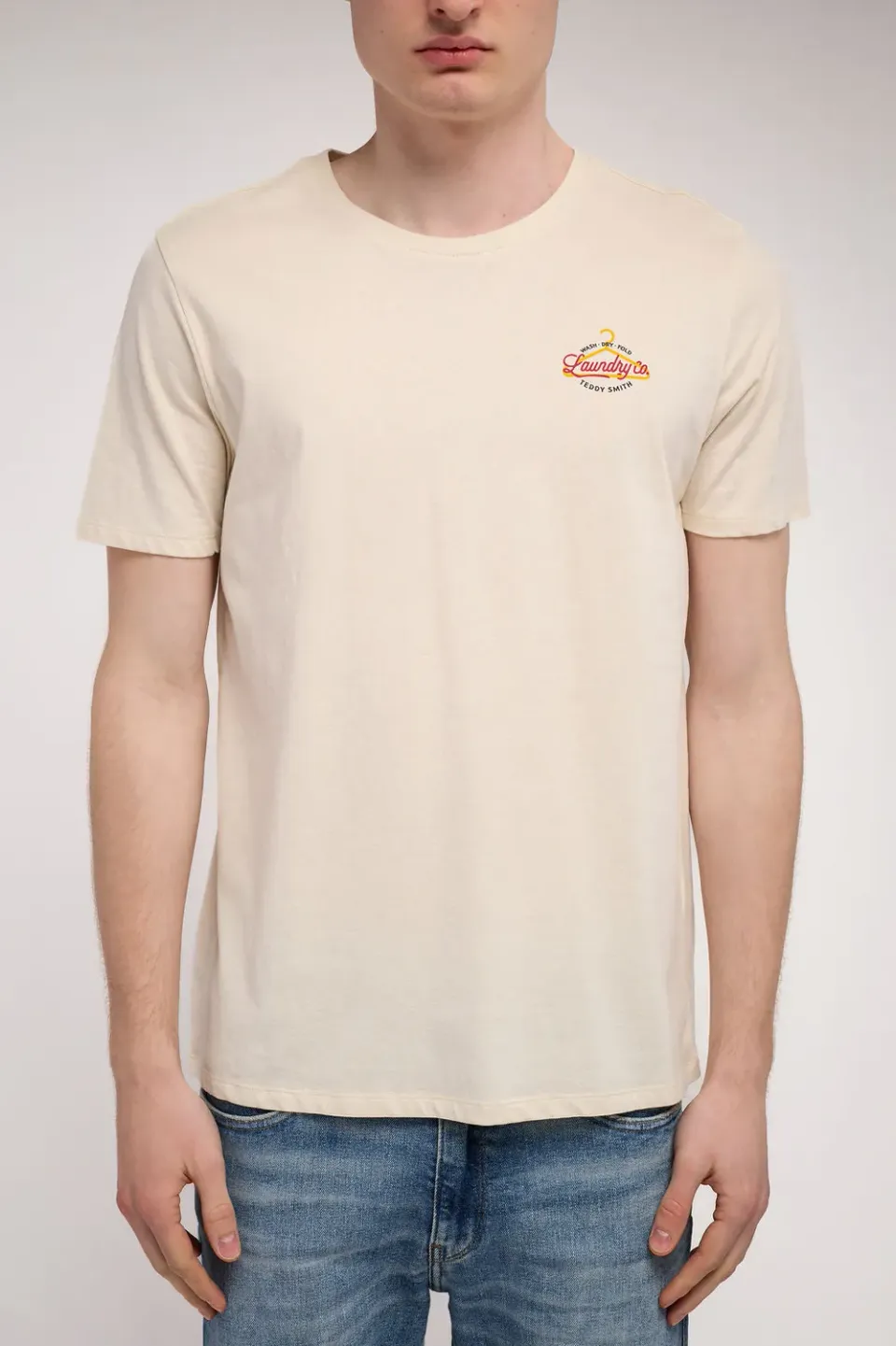 Teddy Smith T-Laundry t-shirt crema uomo stampa